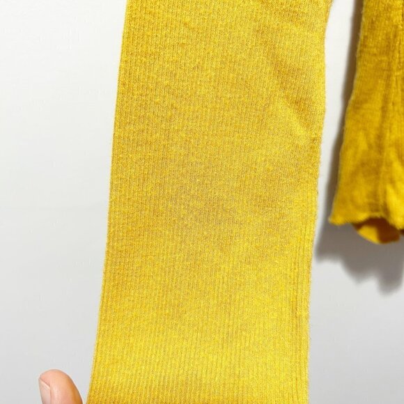 🌷SALE Wilfred Aritzia Oceane Ribbed Shirt Size XS Yellow Modal Soft - Picture 10 of 16